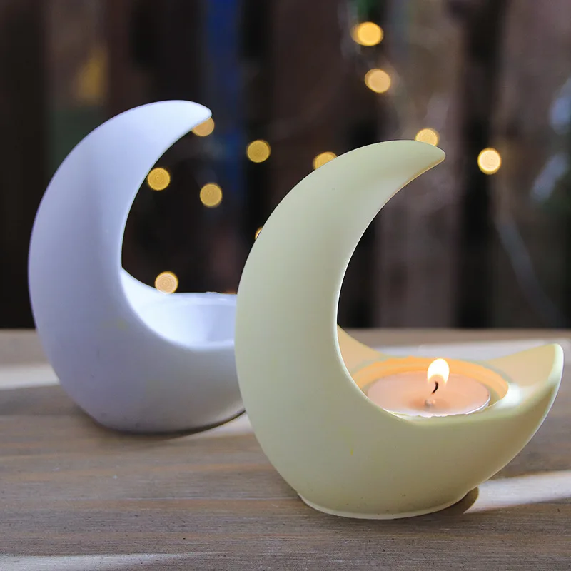 Diy Moon Candle Tray Silicone Molds For Diy Cement Concrete Candlestick Table Ornament Home Decor
