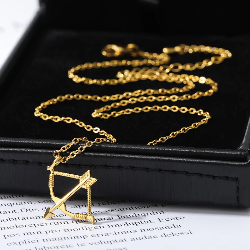 Bow and Arrow Necklace For Women Men Stainless Steel Archery Chain Necklace Wedding Jewelry collares para mujer