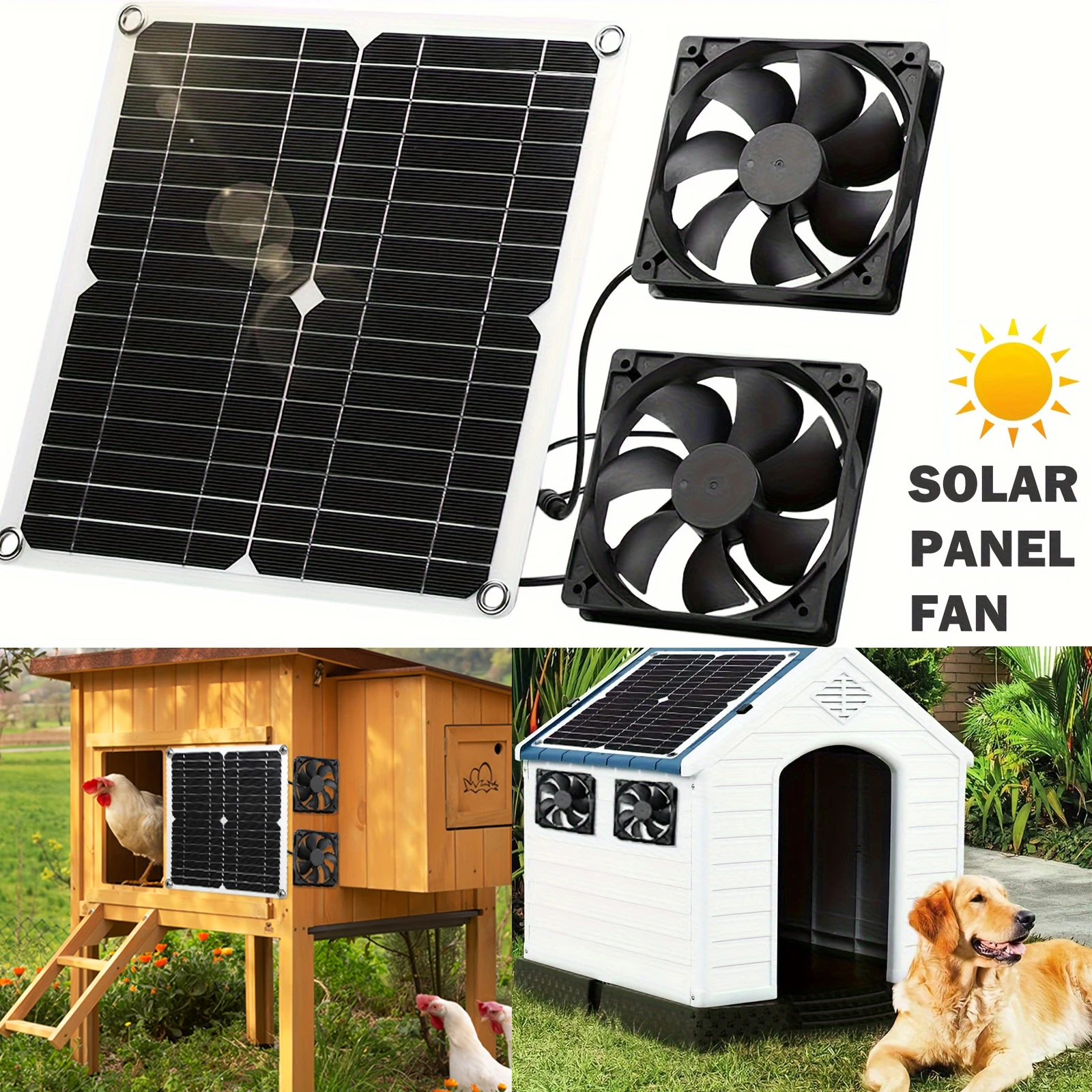 Набор Вентиляторов На Солнечной Энергии С Отдельным Двойным Вентилятором 14 Вт