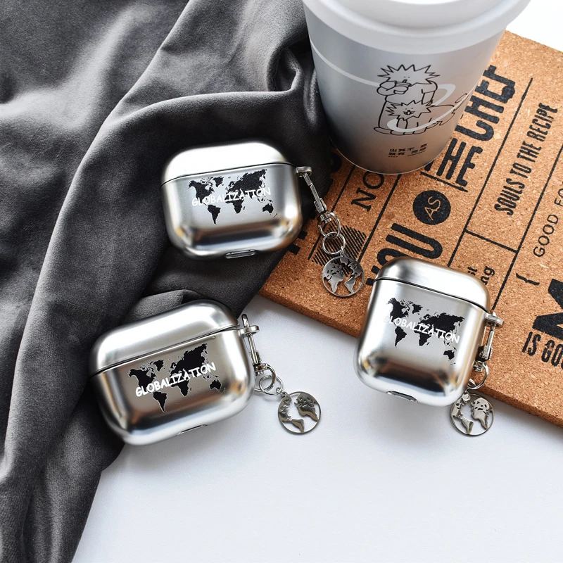 

Global Map World Plating Case for Airpods 2 3 Generation Cover for Airpods Pro Cute Protective Shell for AirPod 2nd 3rd Shield