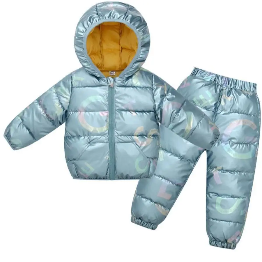 

Комплект для мальчиков и девочек из 2 предметов, зимняя куртка с хлопковой подкладкой и штаны, теплый костюм для малышей и младенцев