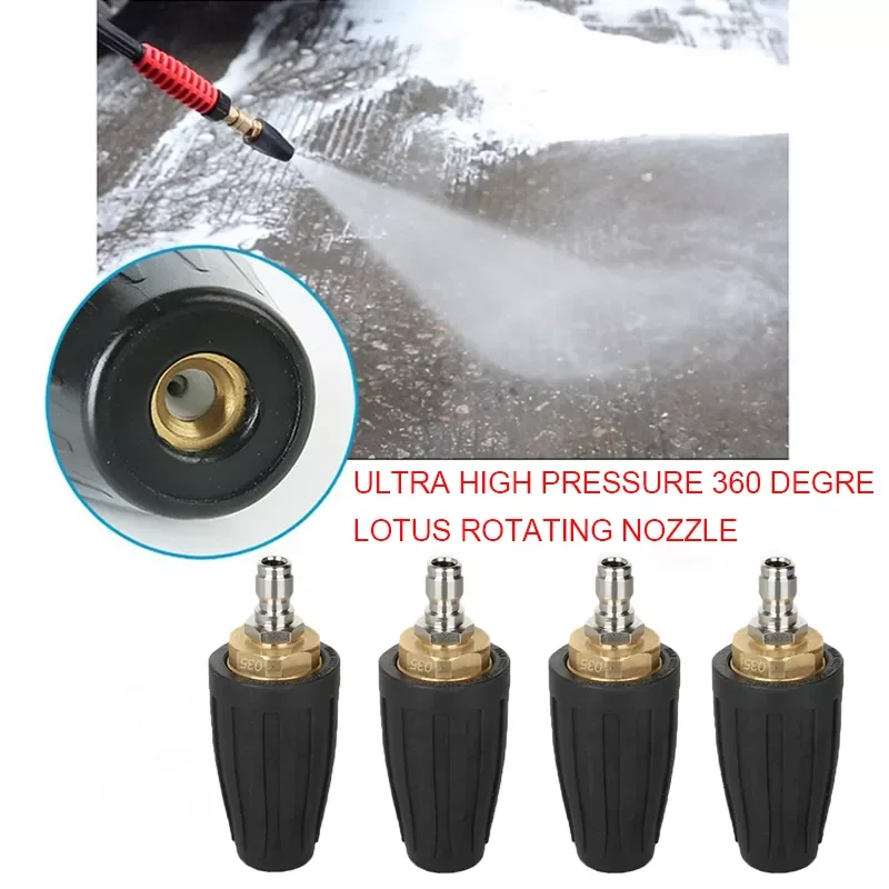 

NEW2023 High Pressure Cleaner Brass 360 Rotating Dirt Blaster Turbo Nozzle for High Pressure Car Washers with 1/4" Quick Co