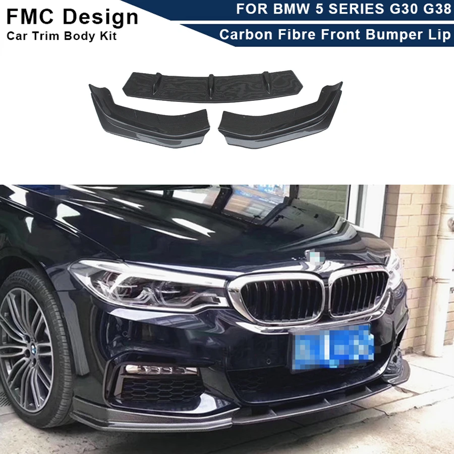 

For BMW 5 Series G30 G31 G38 M Sport 2017 2018 2019 2020 Carbon Fiber FRP Front Bumper Lip Splitters Spoiler