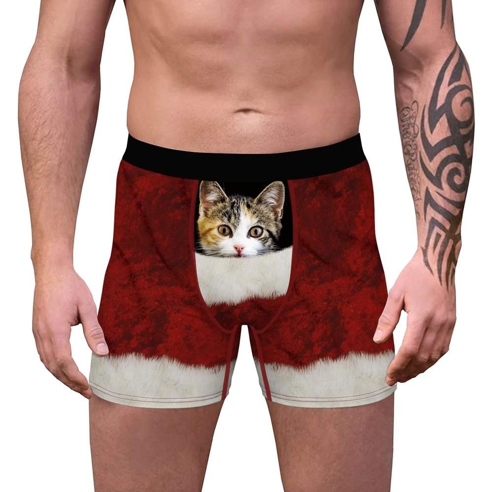 

Мужские боксеры OneLineFox, рождественское нижнее белье, шорты-боксеры, Длинные Трусы