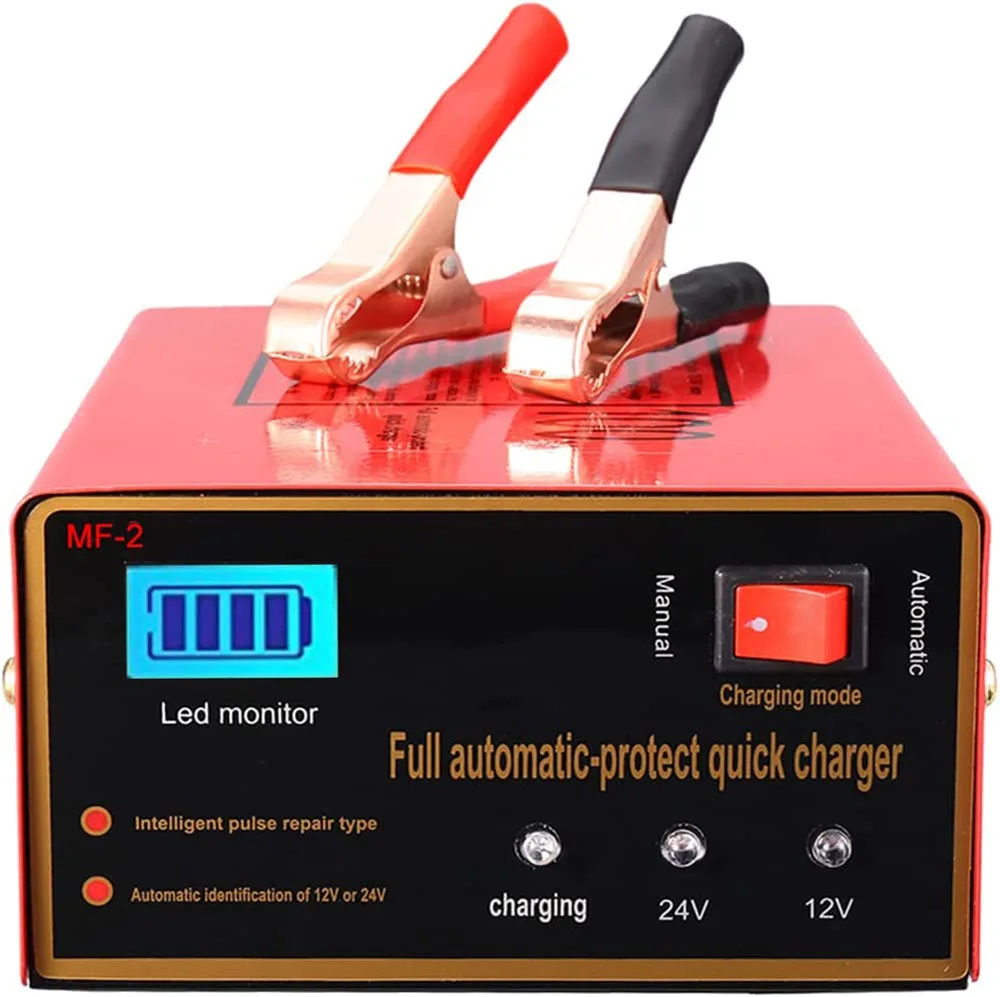 Зарядное устройство для автомобильного аккумулятора 10 А, зарядное устройство для автомобильного аккумулятора 12 В/24 В, зарядное устройство для непрерывной работы, подходит для большинства типов свинцово-кислотных батарей 2ач 150 Ач