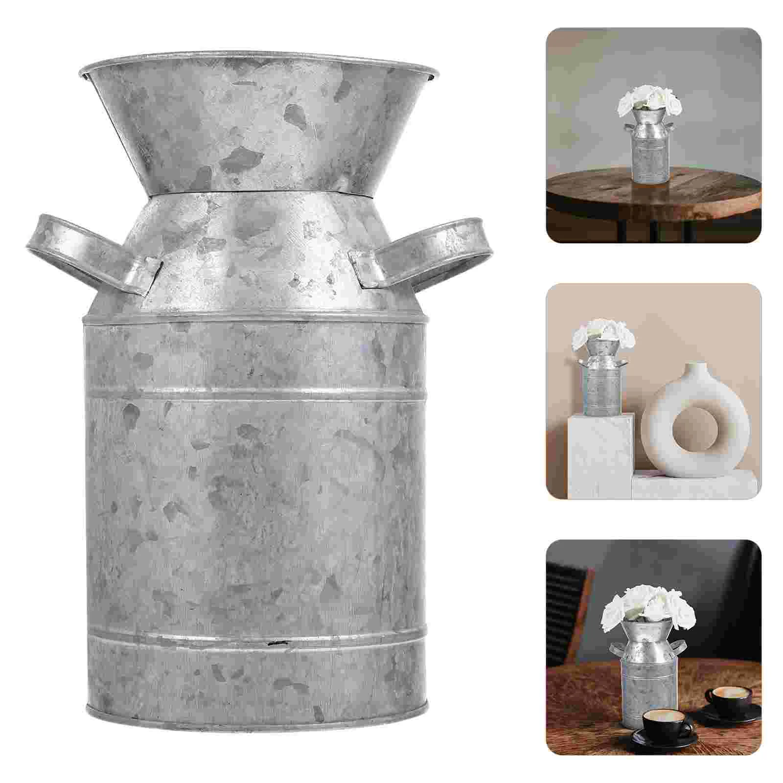

Vase Flower Bucket Metalrustic Galvanized Jug Can Pitcher Farmhouse Vintage Shabby Chic French Country Decor Holder Planter Pot