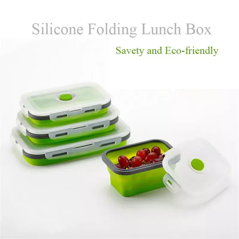 

Silicone Collapsible Lunch Box Silicone Food Storage Containers Microwave Eco-Friendly Safe bento Folding Lunchbox lonchera Box