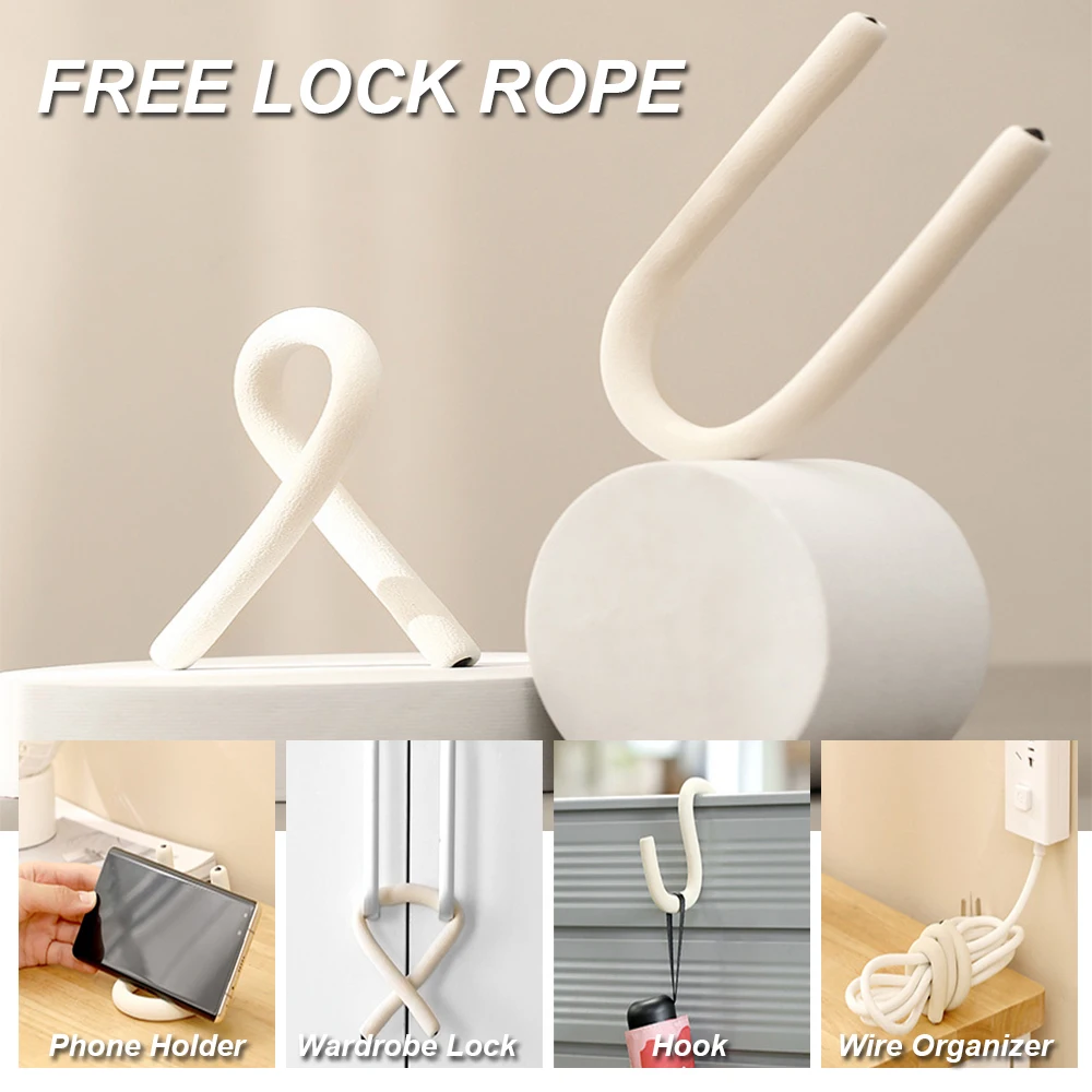 

Portable Free Bending Cabinet Hook Lightweight Aluminum Versatile Desktop Mobile Phone Bracket Simple Padlock Indoor Accessories