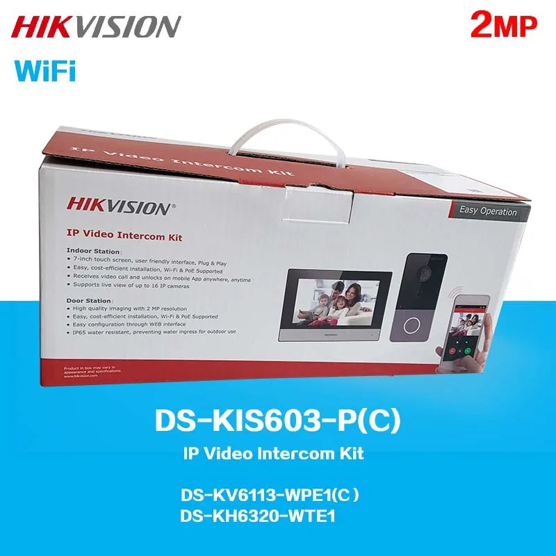 

HIKVISION WIFI IP Video Intercom Kit DS-KIS603-P(C) 7-inch touch screenKH6320-WTE1 And Plastic Villa Door Station KV6113-WPE1