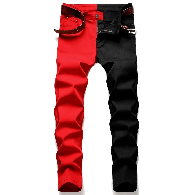 

Spring Autumn New Stitching Skinny Jeans Men Fashion Mens Slim-fit Mens Jean Multicolor Patchwork Hip Hop Pant Man Clothing
