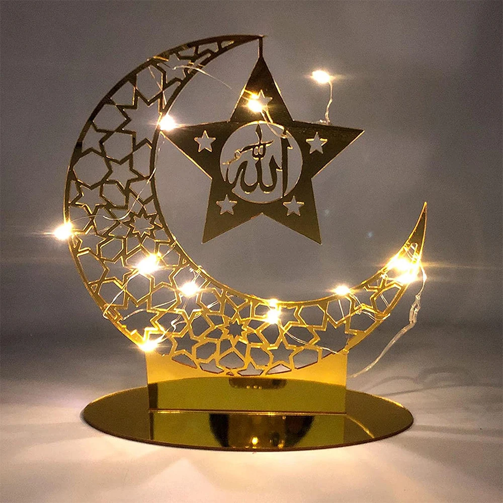 

Ramadan Acrylic Decorations For Home Table For Islamic Party Supplies Light String Star And Moon Solid Color Ornament