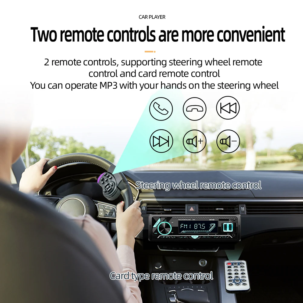 Автомобильный радиоприемник 1 DIN Bluetooth FM Аудио плеер стерео музыка звонки Громкая