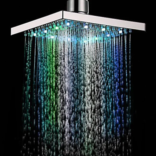 

8-inch Multi-color Changing LED Light Square Shaped Water Shower Nozzle