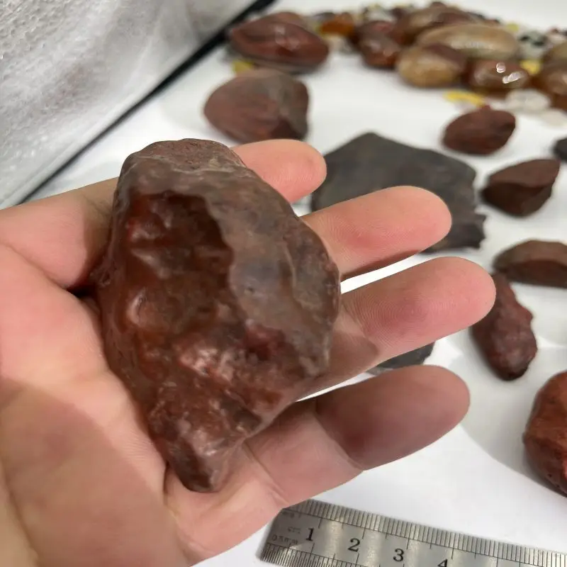 1Kg Natural Raw Stone Agate Red Edding Gravel Accompanying Handle Piece Decorative Ornaments