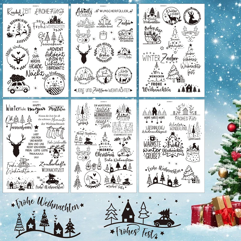 Упаковка из 6 наклеек формата А5 рождественские наклейки фольги для переноса