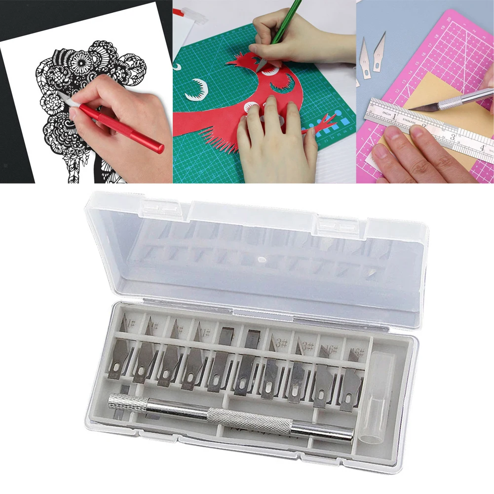 

Art Carving Cutter W/ 10Pcs Blade Box Set For Engraving Craft Paper Sticker Cutter Wood Handicraft Carving DIY Woodworking Tools