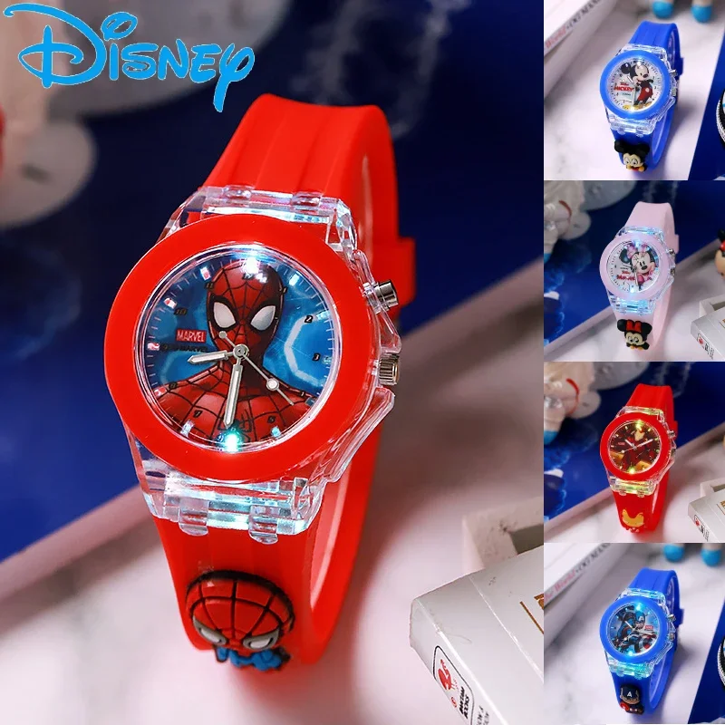 Силиконовые светящиеся аниме-часы Disney с Микки и Минни Человек-паук Железный