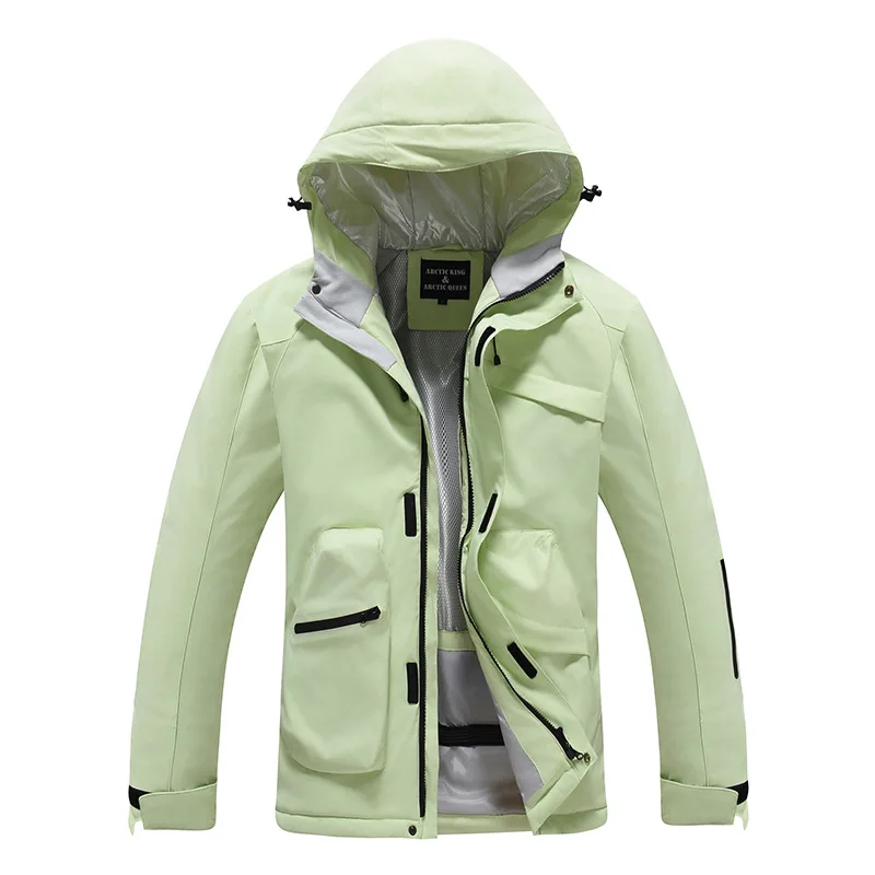 Новинка 2025 зимние теплые однотонные лыжные куртки с капюшоном