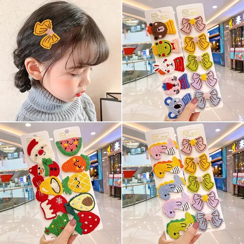 

Детские милые нейлоновые зажимы для волос с мультяшным цветочным орнаментом, 5 шт./компл., милые заколки для девочек, аксессуары для волос