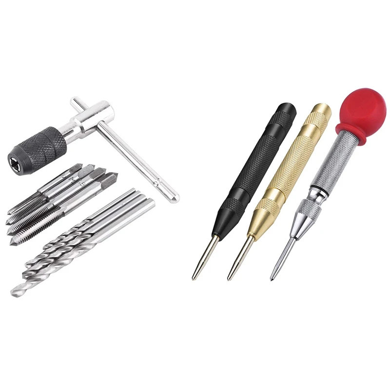 

Big Deal 1 Set Automatic Center Punch Tool,Crushing Hand Tool & 1 Set T-Handle Ratchet Tap Holder Wrench Tool Set