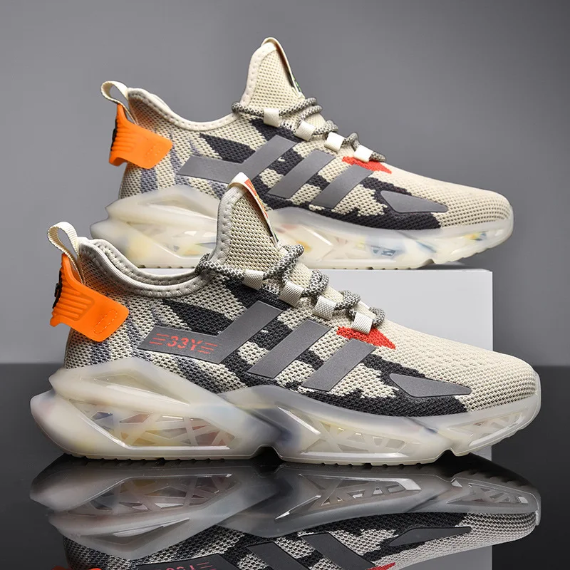 

Мужская обувь, Новинка осени 2022, Мужская дышащая сетчатая обувь с желеобразной подошвой, модная повседневная обувь на шнуровке, спортивные ...
