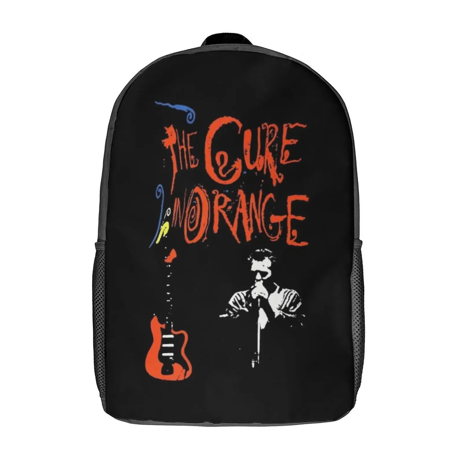 The Cure in Orange Band Backpack Robert Smith Emo Punk Guitar College Backpacks Men Custom Big High School Bags Fashion Rucksack