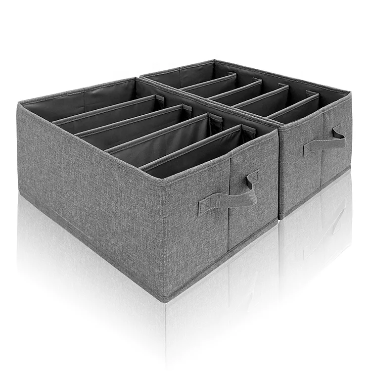 

Hot Sale Collapsible Wardrobe Clothes Organizer Divider 7 Grids Jeans Storage Box Washable Fabric Storage Boxes & Bins Linen