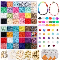24 color seed beads kit for jewelry making flat polymer clay bead set for diy bracelet necklace earrings childrens handmade kit
