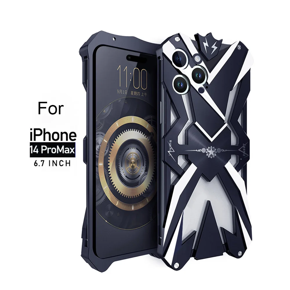 

Hot! Metal Armor Case For iPhone 14 Pro Max For iPhone14 Plus 14ProMax Aluminum Heavy Duty Protection CASE Funda Cover