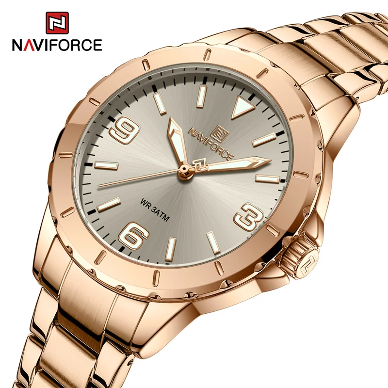 Часы наручные NAVIFORCE женские кварцевые модные водонепроницаемые с браслетом из