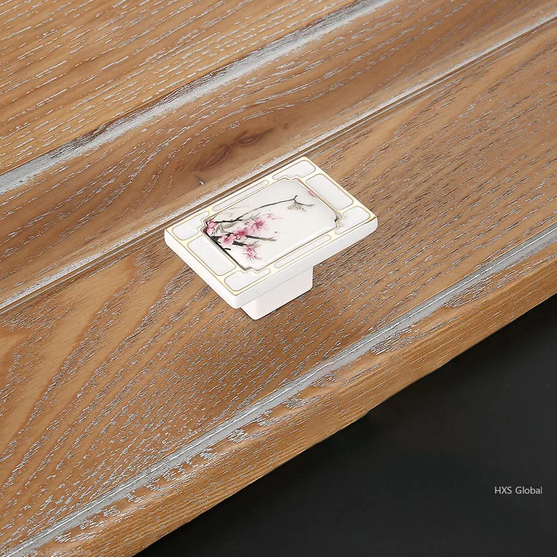 plum blossom kitchen handles antique ceramic cabinet handles zinc alloy drawer knobs wardrobe door handles european handle free global shipping