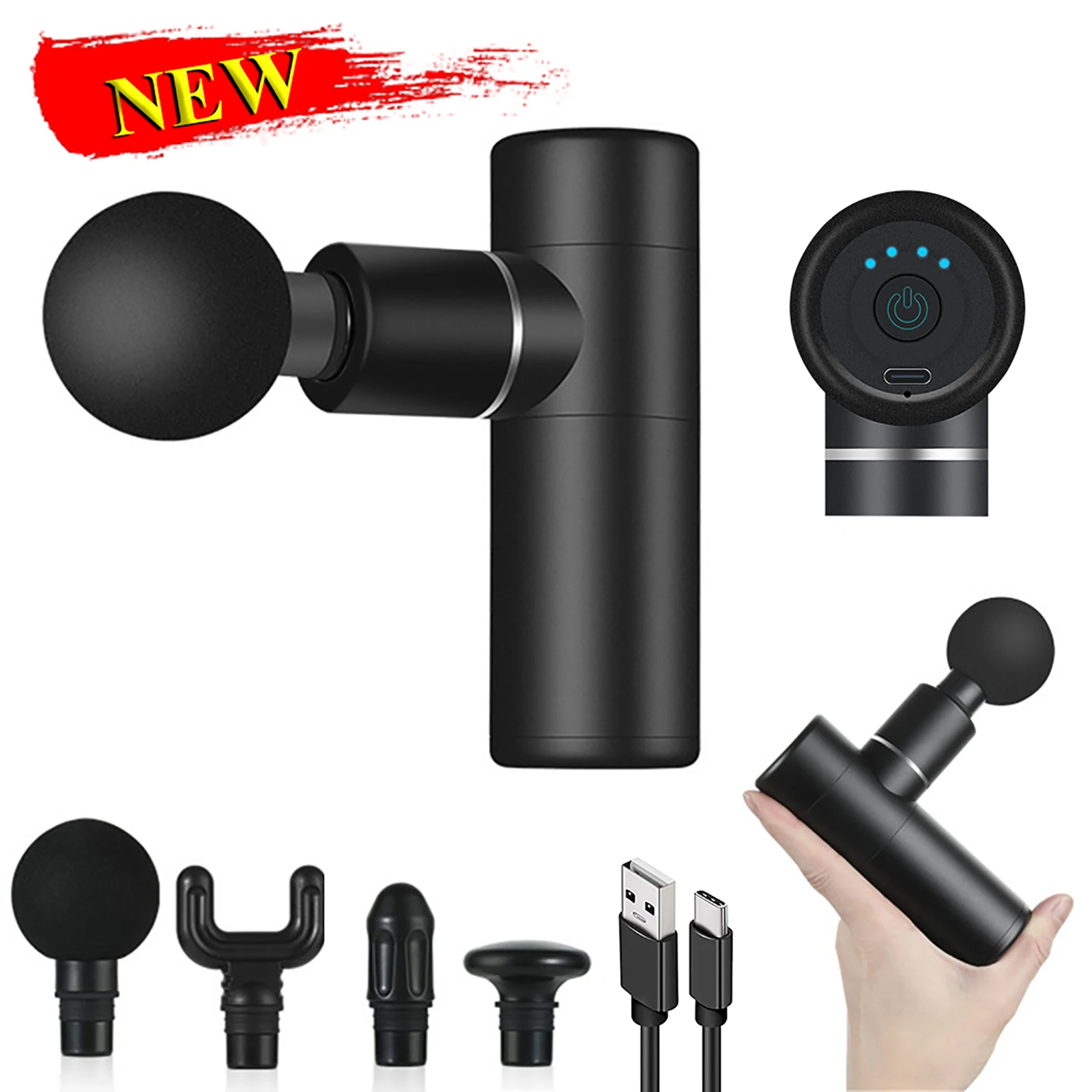 

Уличный мини-пистолет для мышц, бытовой электрический 4-скоростной Регулируемый массажер, терапия боли, расслабление, облегчение боли, масс...