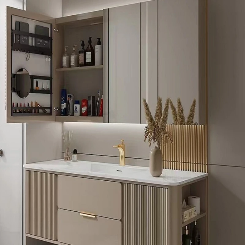 Легкий роскошный рок-шкаф для ванной комнаты скандинавский бесшовный