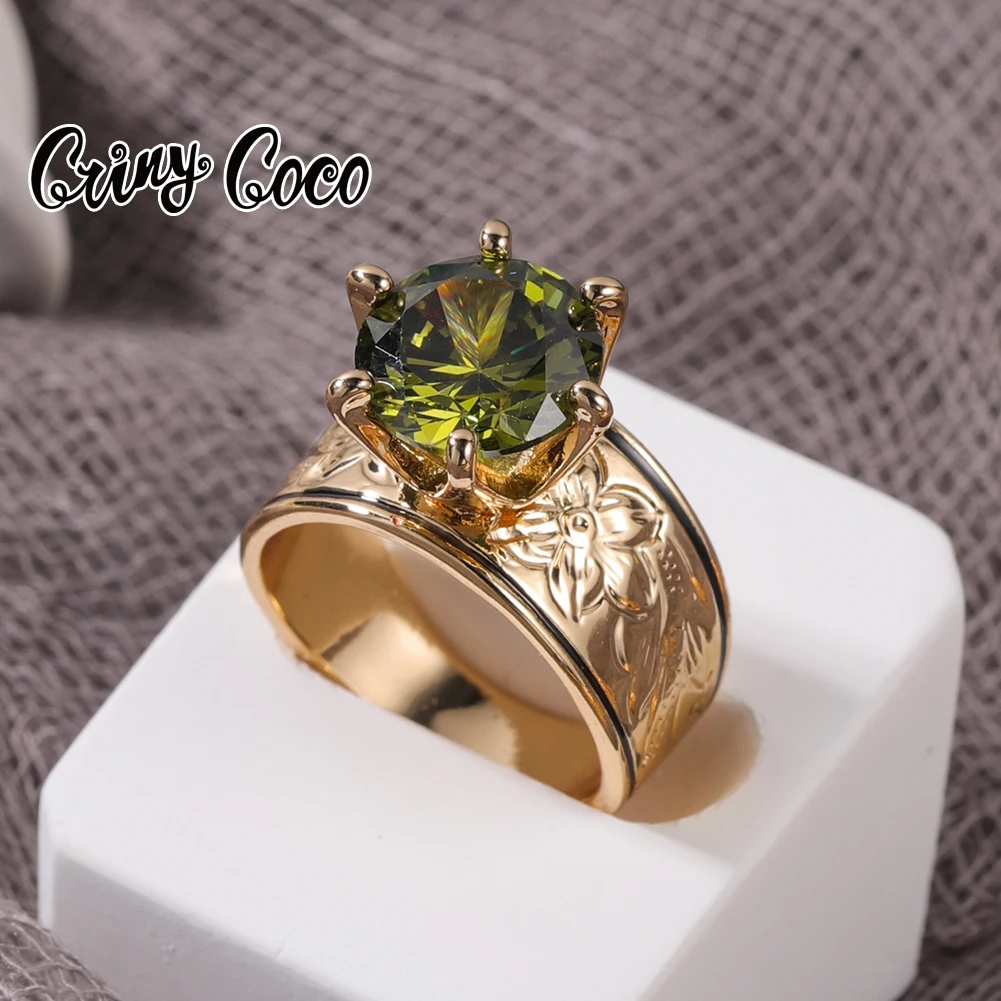 Vintage Golden Rings Hawaiian Flower Zircon Gold Color Ring Jewelry 2021 Jewelry Ins Style Flame Finger Ring Wholesale for Women