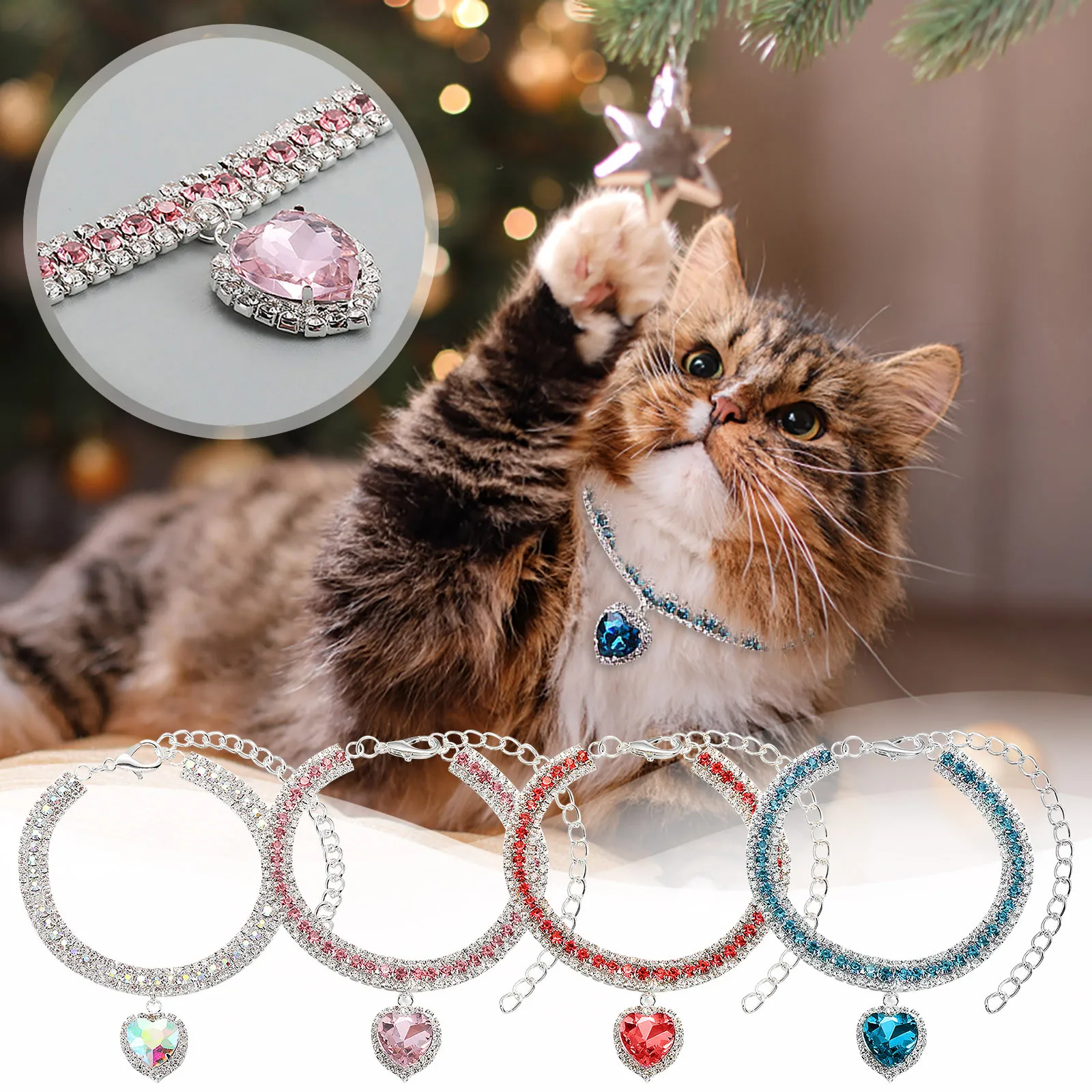 

Ошейник для домашних животных, кошек, собак, металлическое ожерелье с бриллиантами, цепочка против жевания для маленьких собак и кошек, това...