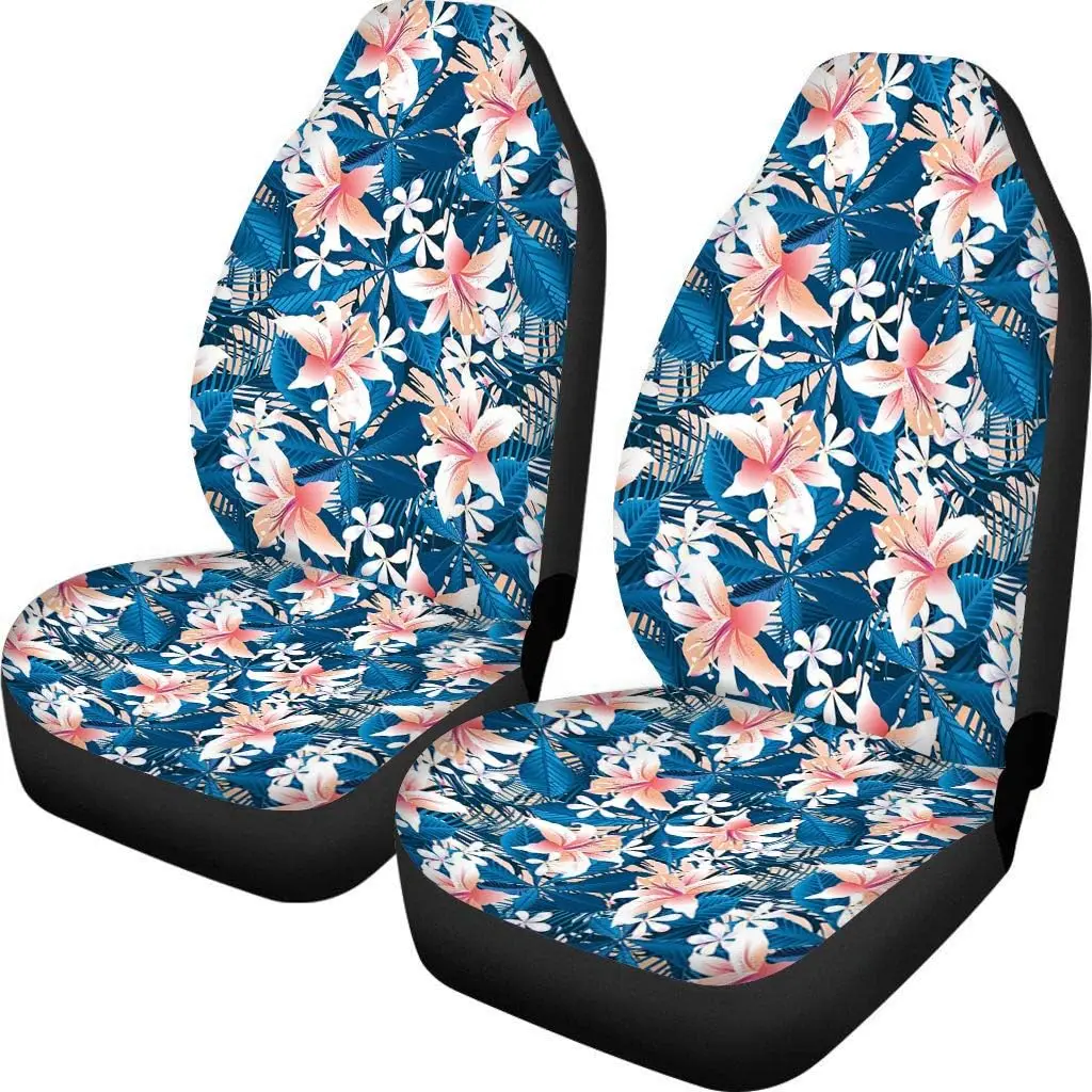 

Singapore Plumeria and Tropical Hibiscus Hawaiian Flowers Grunge Design Car Seat Covers Automobile Seat Protector Universal