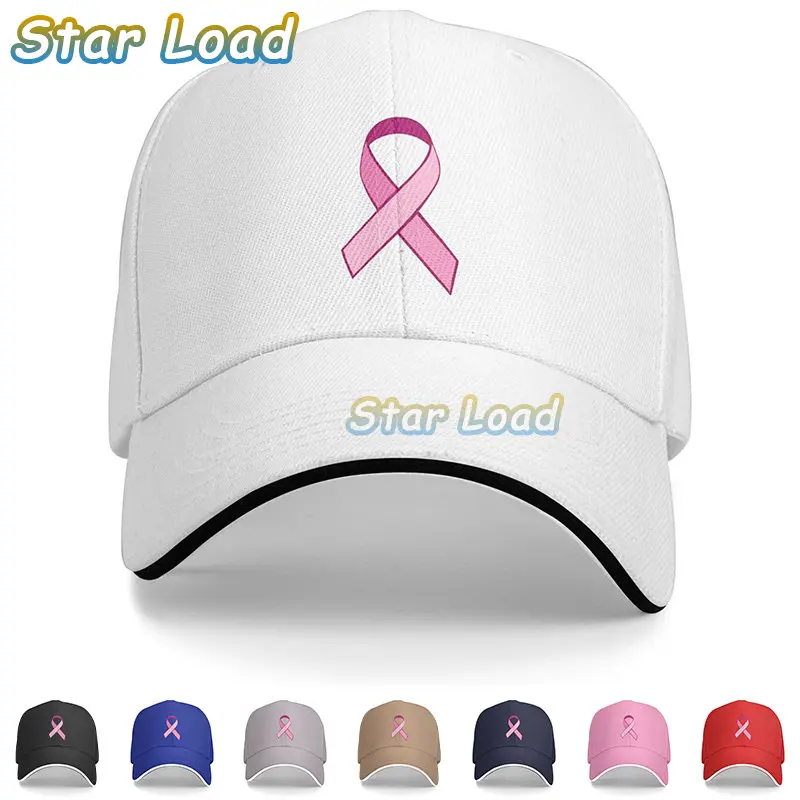 

Men's Pink Ribbon Breast Cancer Awareness Washed Twill Sandwich Caps Hats Baseball Cap for Unsiex Sandwich Cap for Woman