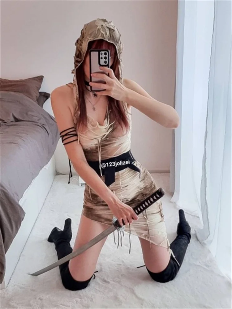 SylCue Градиентное платье с капюшоном