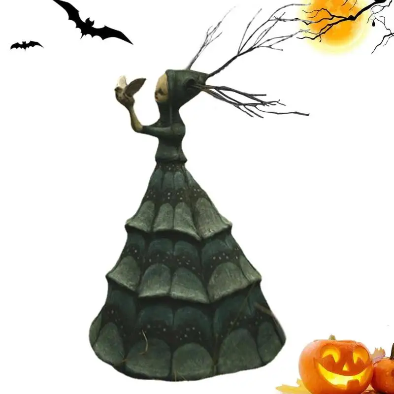 

Witch Statue Halloween Decor Resin Nightmare Witch Figurine Decor Creepy Halloween Witch Ornament Haunted House Garden Decor
