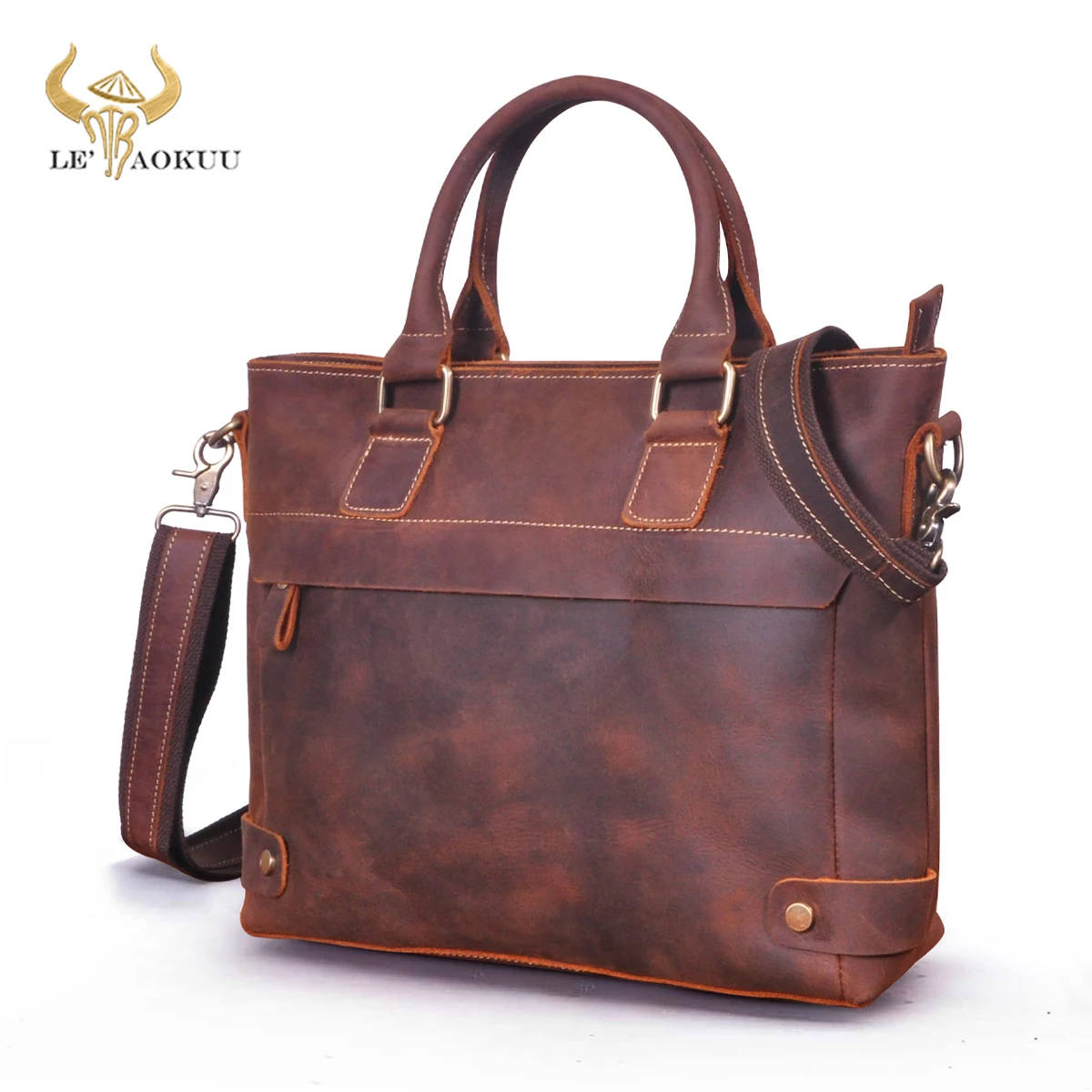 Solid Genuine Leather Unique Design Business Briefcase 14