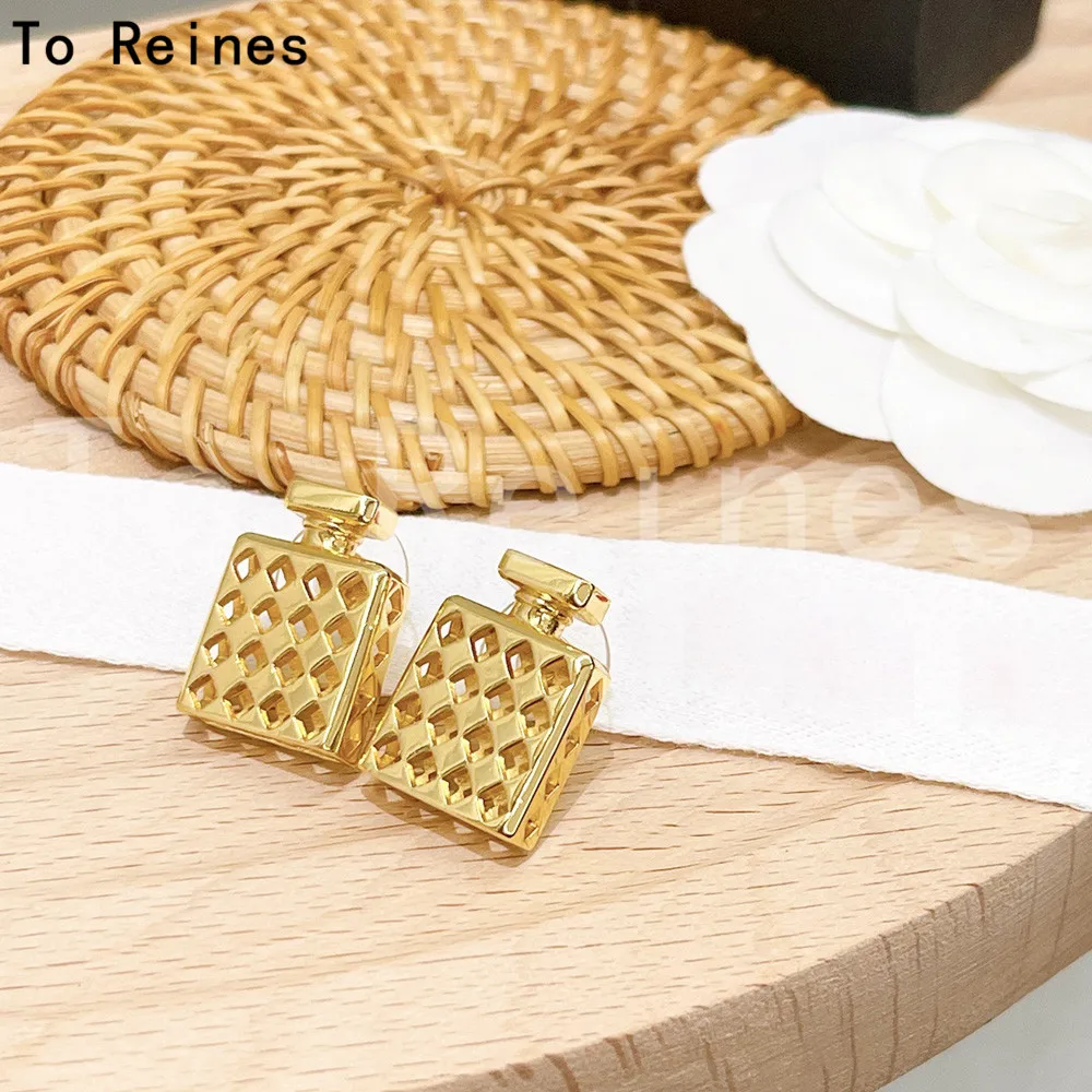 

To Reine New Fashion Gold Perfume Bottle Vintage Classic Jewelry Earrings For Women Femme Party Anniversary Wedding Gift