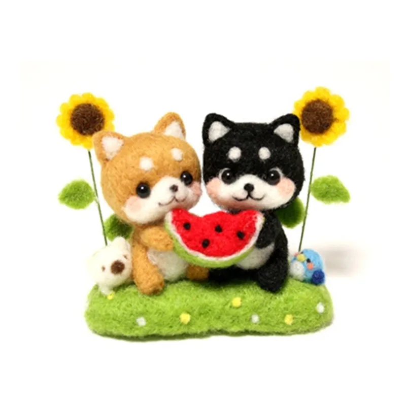 

Watermelon Chai dog cartoon animal set wool needlepoint kit wool felt needle felting decoration craft needlecraft DIY gift idea