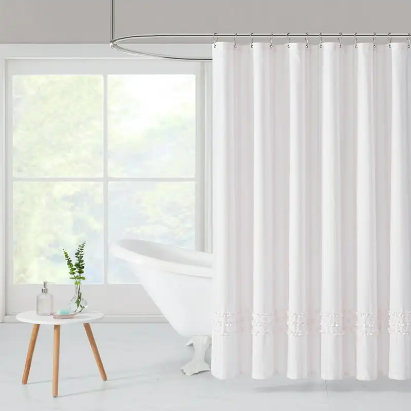 

Stripe Printed Shower Curtain with Ruffle, 72 x 72 Cortinas de baño tela impermeable Strawberry shower curtain Cortina de ducha