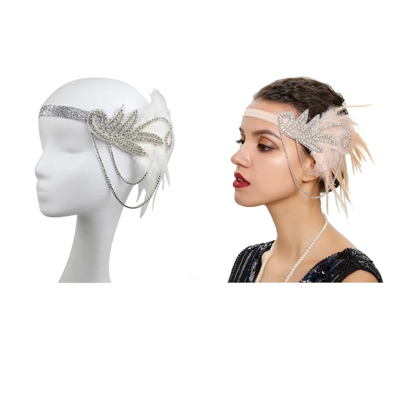 

Feathers Flapper Headbands 1920s Prom Queen Headpiece for Special Event Wedding