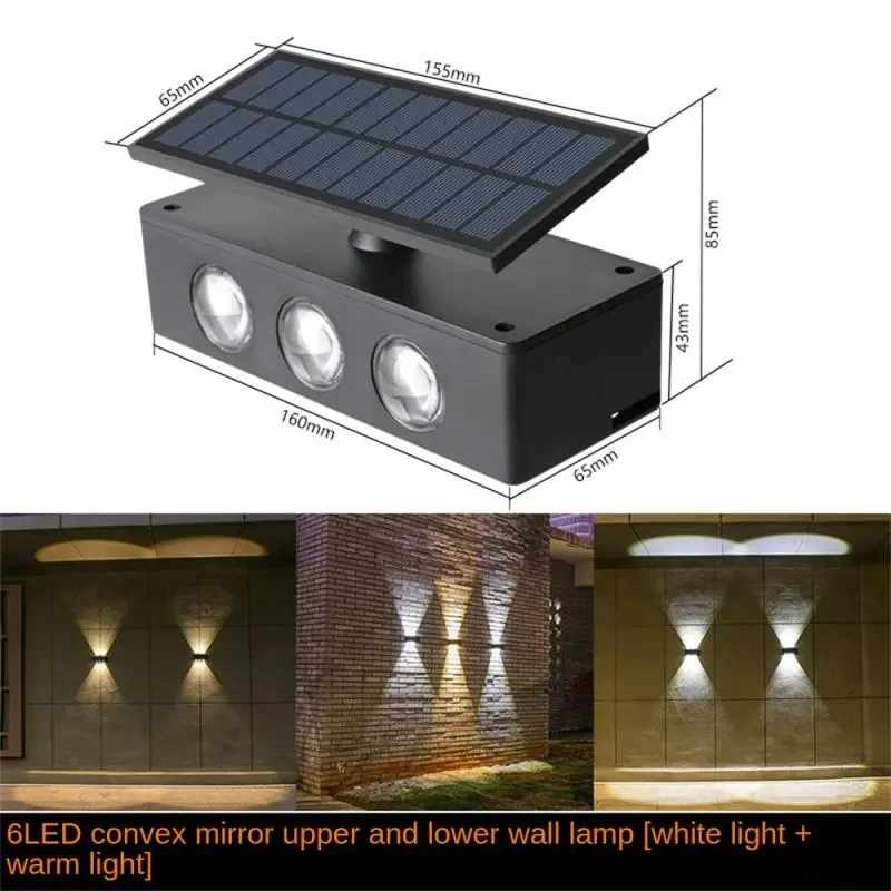 

New Solar Spotlight Villa Double-headed Upper And Lower Light Emitting Wall Fitting Super Bright Wall Lamp Household Decoration