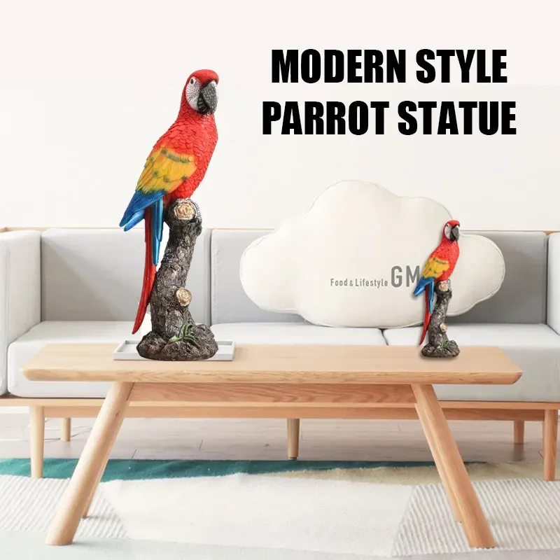

Creativity Parrot Art Statue Resins Animal Birds Mesa Sculpture Home Decoration Living Room Bedroom Bookcase Hotel Decor Gift
