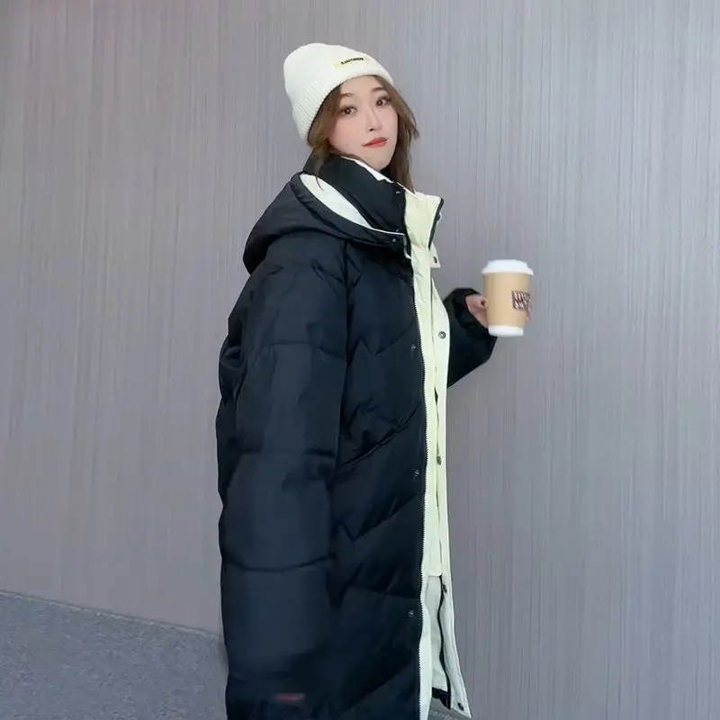Loose Hooded Cotton Padded Windproof Parkas Elegant Warm Women Winter Coat Korean Long Sleeve Thicken Jacket Pullover S58