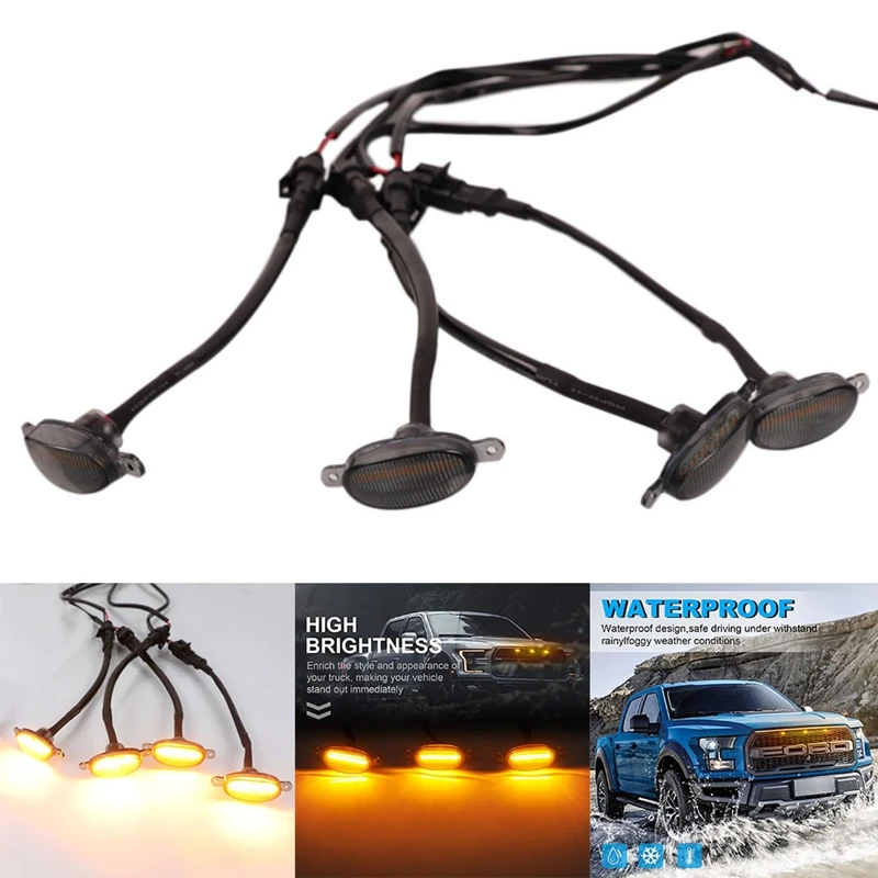 

Универсальный автомобильный бампер, передняя решетка, светящаяся желтая светодиодная решетсветильник для Toyota, Kia, Honda, Mercedes, Ford, Chevrolet