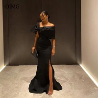 oimg modern black mermaid evening dresses off the shoulder bow neck side slit women formal party prom gowns robe de siree