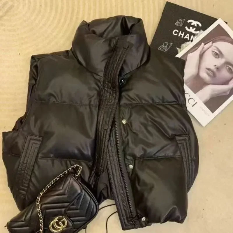 Женская укороченная куртка без рукавов теплая Толстая Уличная одежда на молнии